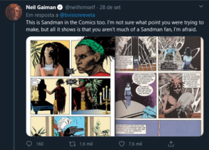 Resposta de Gaiman no Twitter
