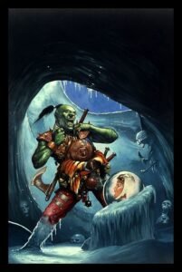 Arte completa da capa de Aventuras Fantásticas: As Cavernas da Bruxa da Neve.
